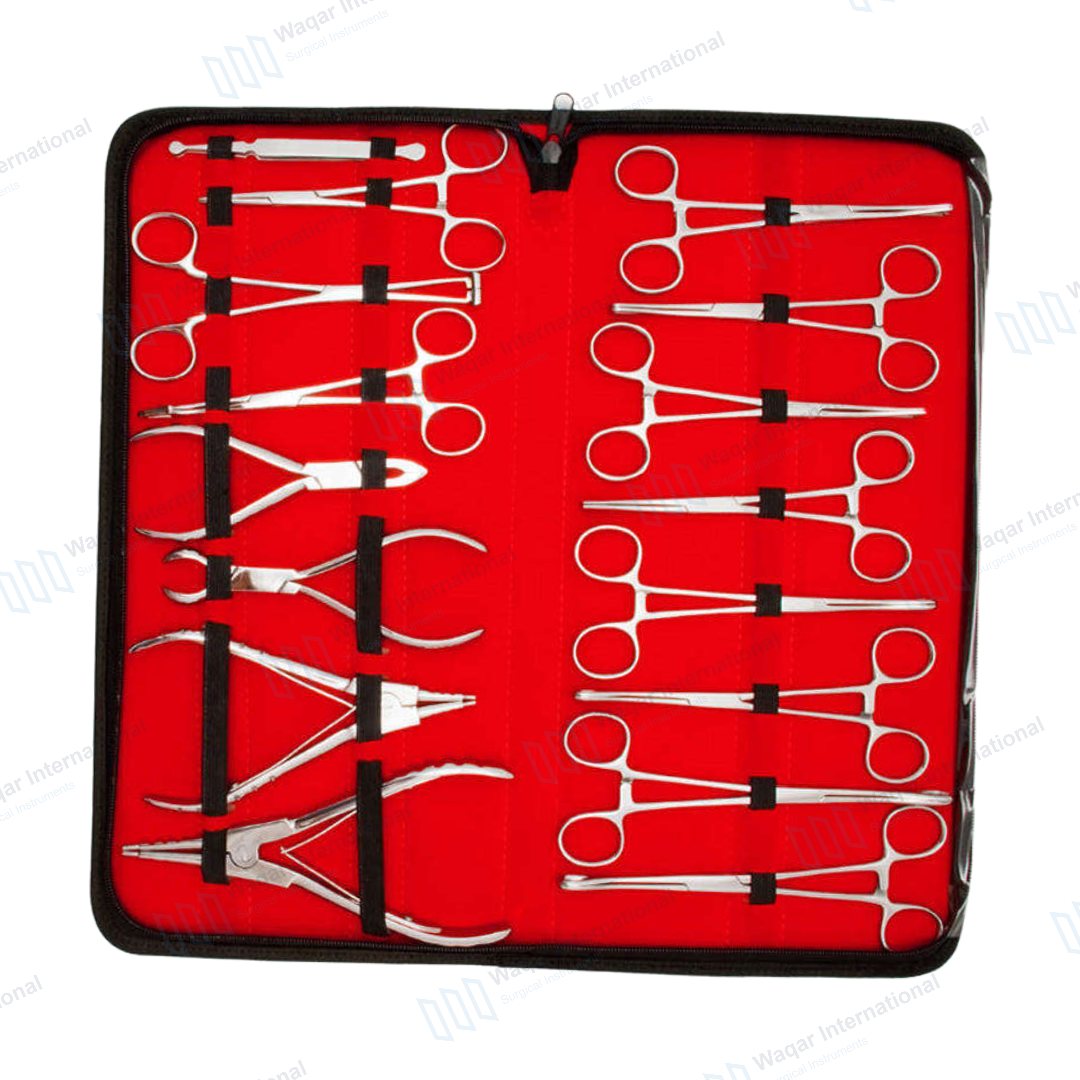 16-Piece Stainless Steel Reusable Septum Piercing Forceps Set-02 — surgical instruments manufactured by Waqar International, Sialkot