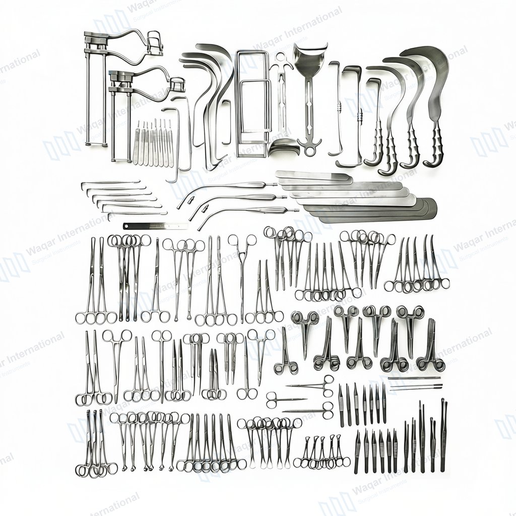 197-Piece Laparotomy Surgical Instruments Set — surgical instruments manufactured by Waqar International, Sialkot