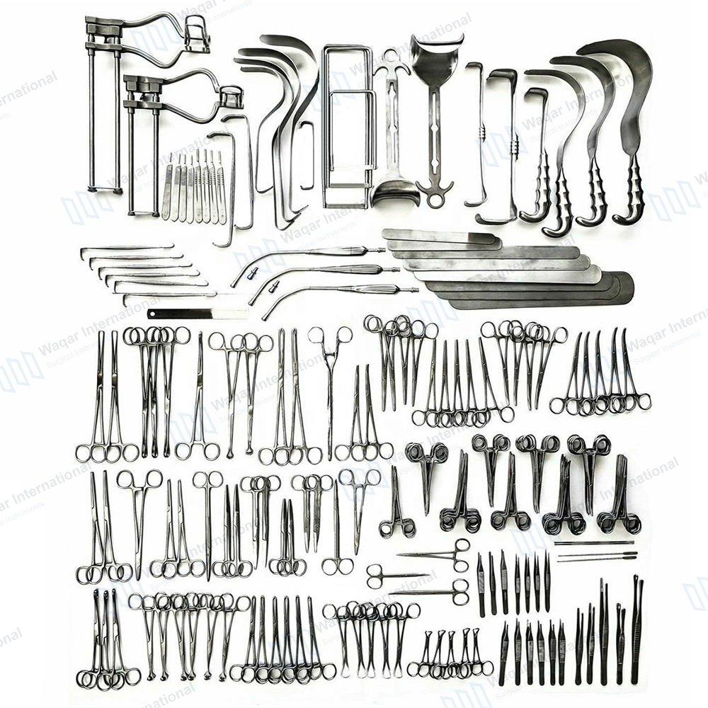 Laparotomy Surgical Instruments Set 197 Pieces Medical — surgical instruments manufactured by Waqar International, Sialkot