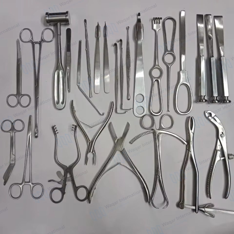 25-Piece Steel Major Basic Orthopedic Surgery Set Power — surgical instruments manufactured by Waqar International, Sialkot