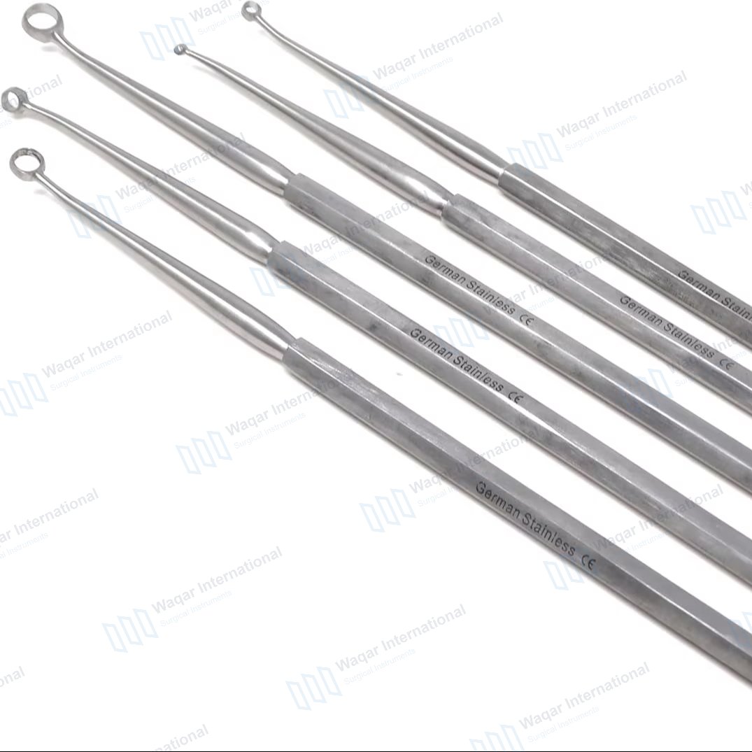 5-Piece ENT Foreign Object Removal Ear ENT Curettes Instrument — surgical instruments manufactured by Waqar International, Sialkot