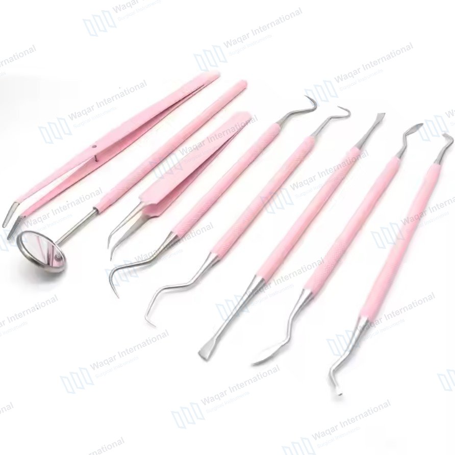 8 Pcs Stainless Steel Color Dental Tool — surgical instruments manufactured by Waqar International, Sialkot