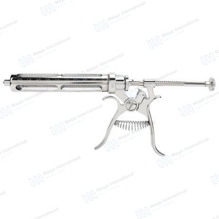 Veterinary Continuous Revolver Syringe Automatic Brass Silver — veterinary instruments manufactured by Waqar International, Sialkot