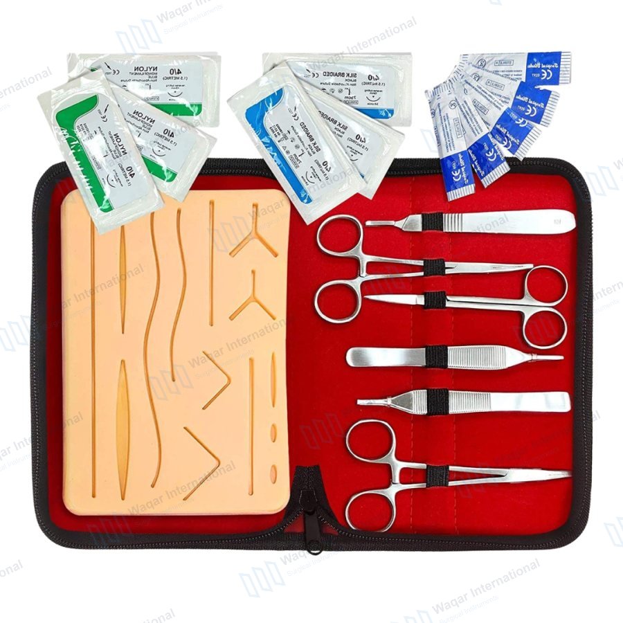 Complete Stainless Steel Suture Practice Kit Medical Surgical Training — surgical instruments manufactured by Waqar International, Sialkot