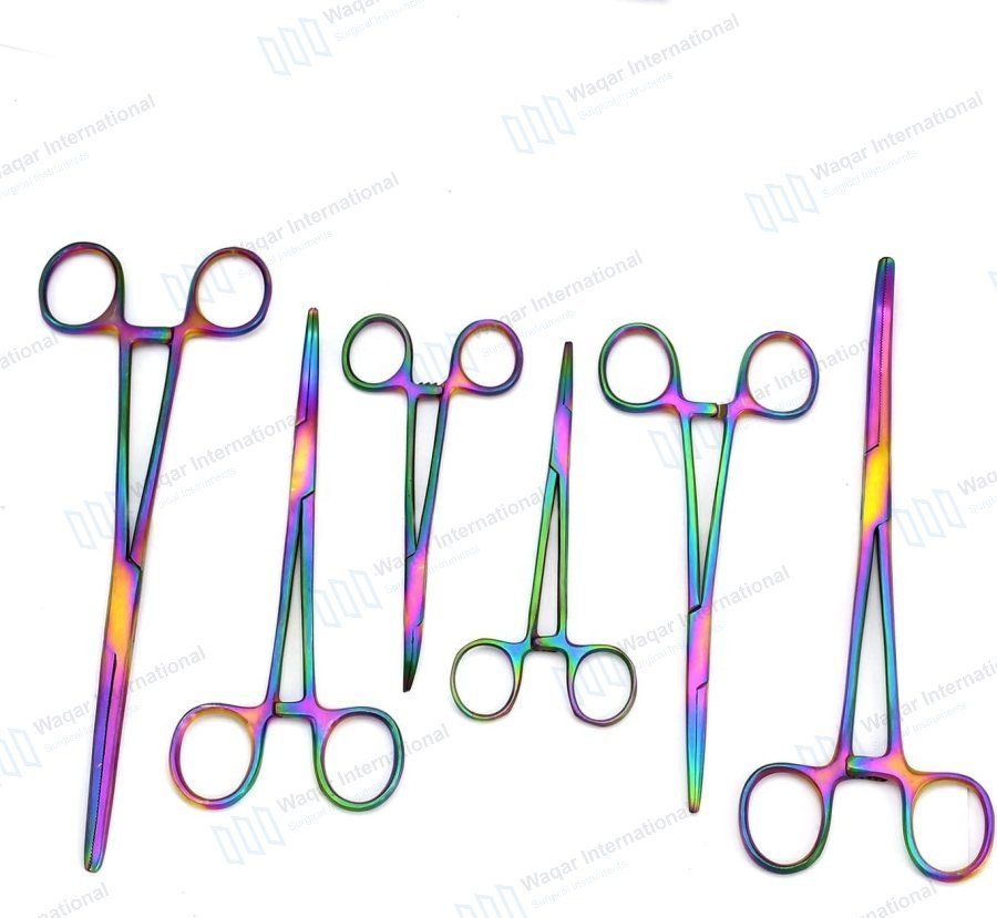 Multi Color Rainbow Ultimate Pean Forceps Set 6-Piece — fishing tools manufactured by Waqar International, Sialkot