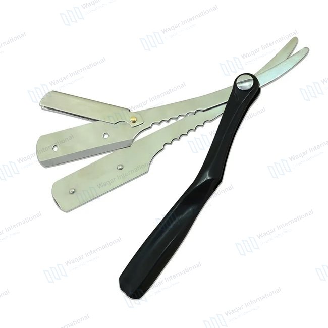 Plastic Handle Straight Barber Razor Single Blade — beauty instruments manufactured by Waqar International, Sialkot
