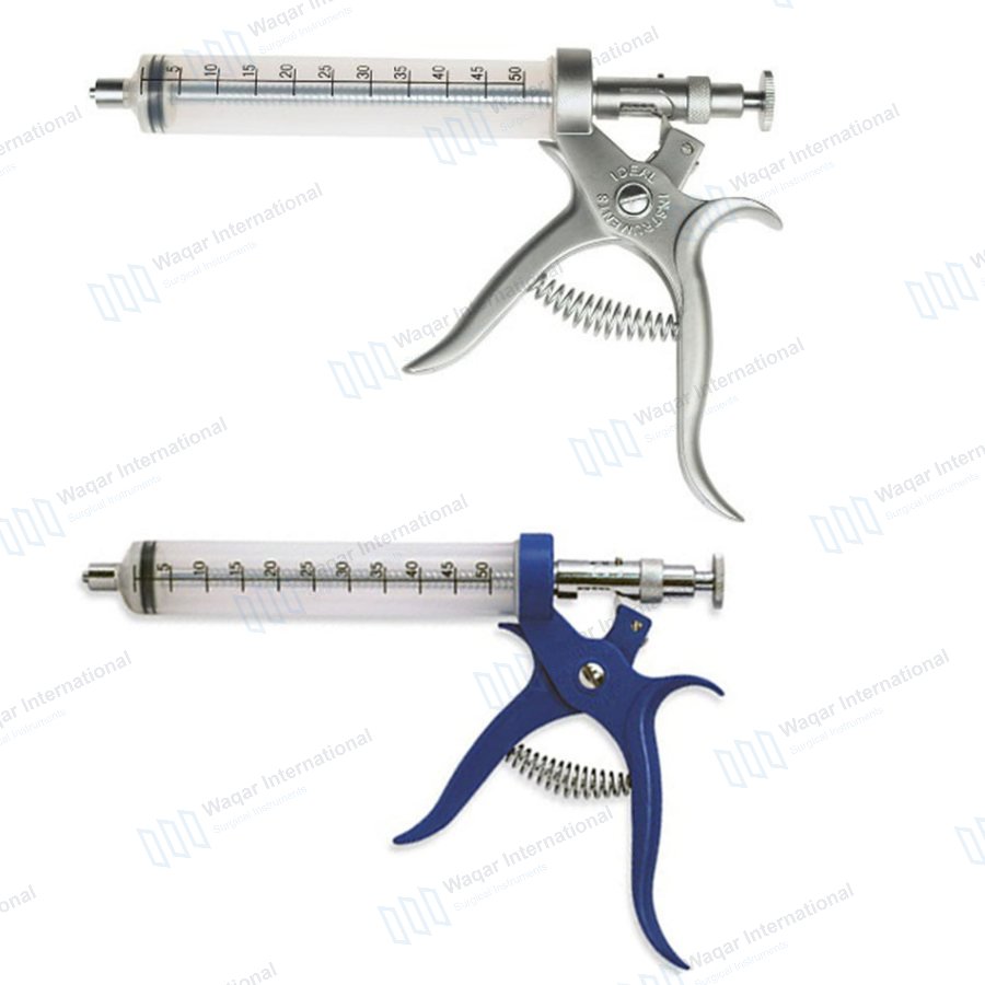 Stainless Steel Veterinary Syringe Livestock Cow Horse — veterinary instruments manufactured by Waqar International, Sialkot
