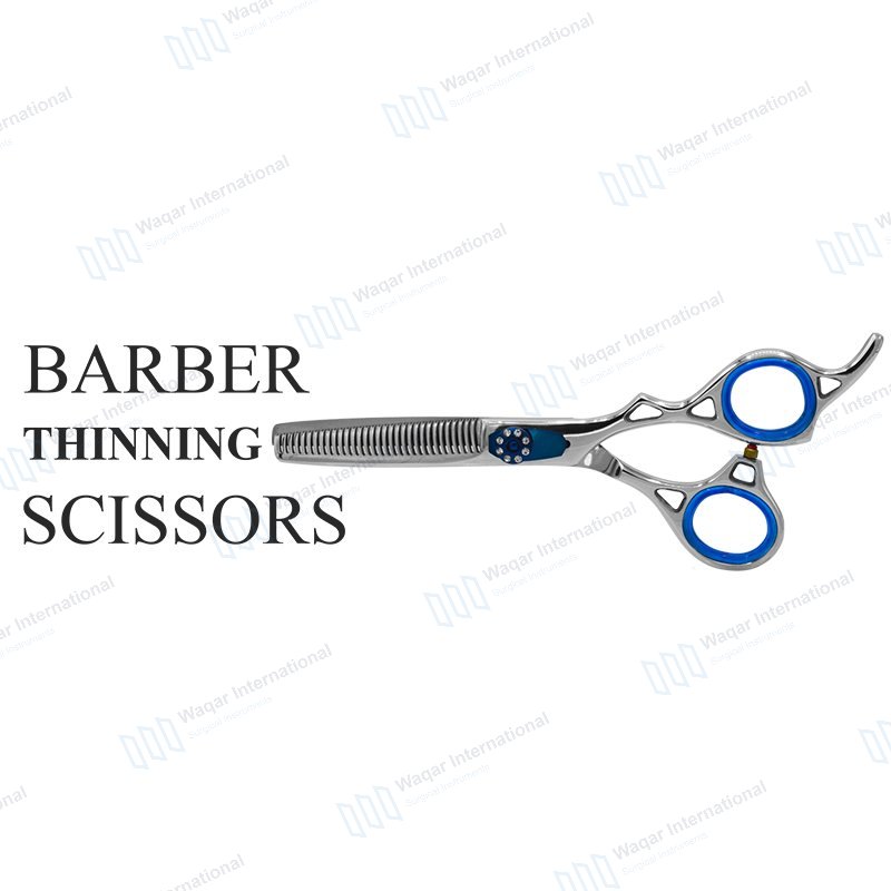 Stainless Steel Printed Flat Thinning Barber Scissors — dental instruments manufactured by Waqar International, Sialkot