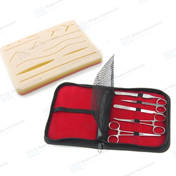 Student Training Medical Suture Kit PVC Silicon Metal Instruments — surgical instruments manufactured by Waqar International, Sialkot