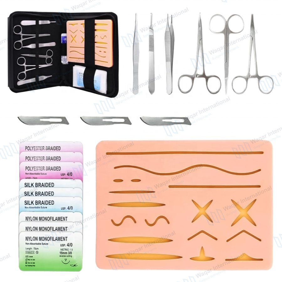 20 PCS Suture Practice Kit for Medical Students Includes — surgical instruments manufactured by Waqar International, Sialkot