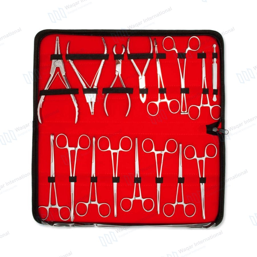 16-Piece Stainless Steel Septum Forceps Clamp Body Piercing — ent instruments manufactured by Waqar International, Sialkot