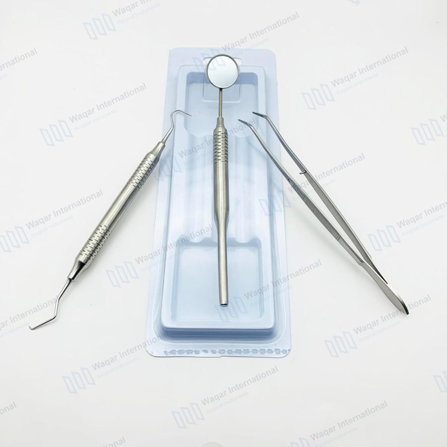 3 Pcs Dental Pick Tools Set Plaque Remover Scaler — dental instruments manufactured by Waqar International, Sialkot