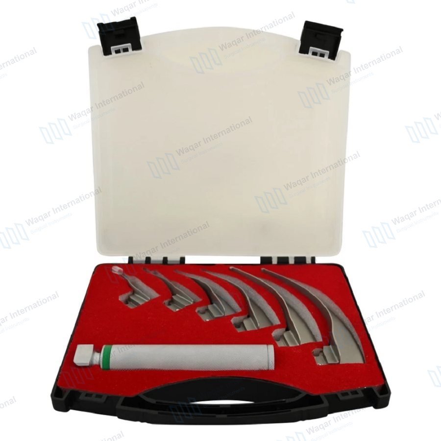 Micro Laryngeal Set 23pcs Stainless Steel Pedestal Laryngoscope Instrument — ent instruments manufactured by Waqar International, Sialkot