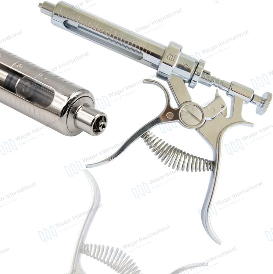 Veterinary Adjustable Continuous Revolver Syringe — veterinary instruments manufactured by Waqar International, Sialkot
