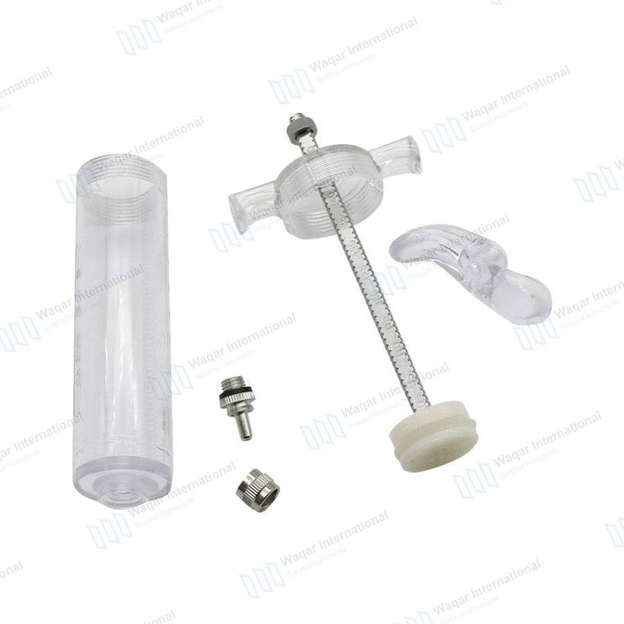 Reusable 304 Stainless Steel Veterinary Syringes 10ml 20ml — veterinary instruments manufactured by Waqar International, Sialkot
