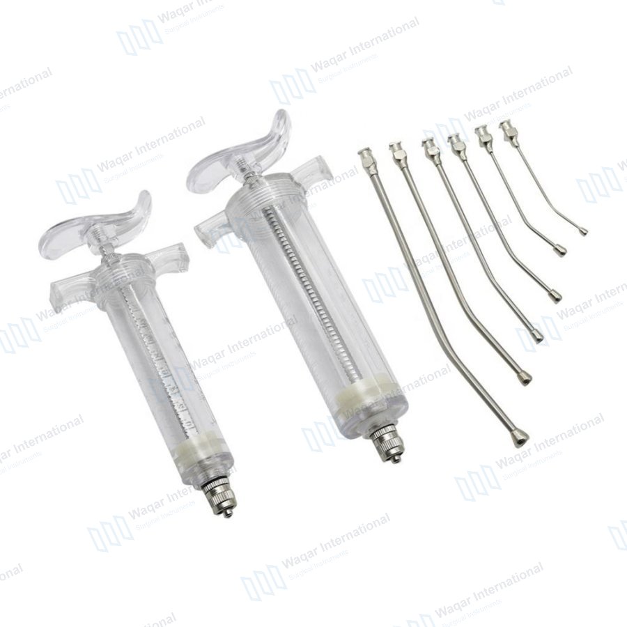 Veterinary Multidose Automatic Adjustable Dose Gun Syringe 30mL 50mL — veterinary instruments manufactured by Waqar International, Sialkot
