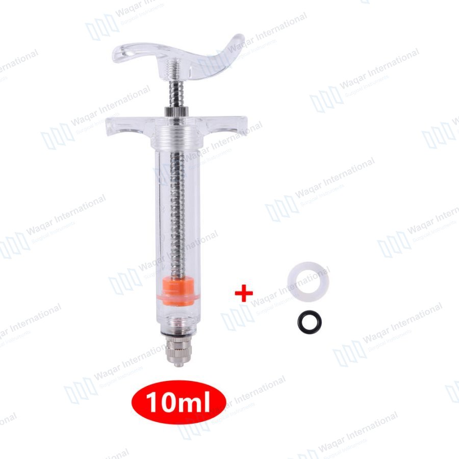 Reusable Stainless Steel Veterinary Syringe 50ML Lab Sampler — veterinary instruments manufactured by Waqar International, Sialkot