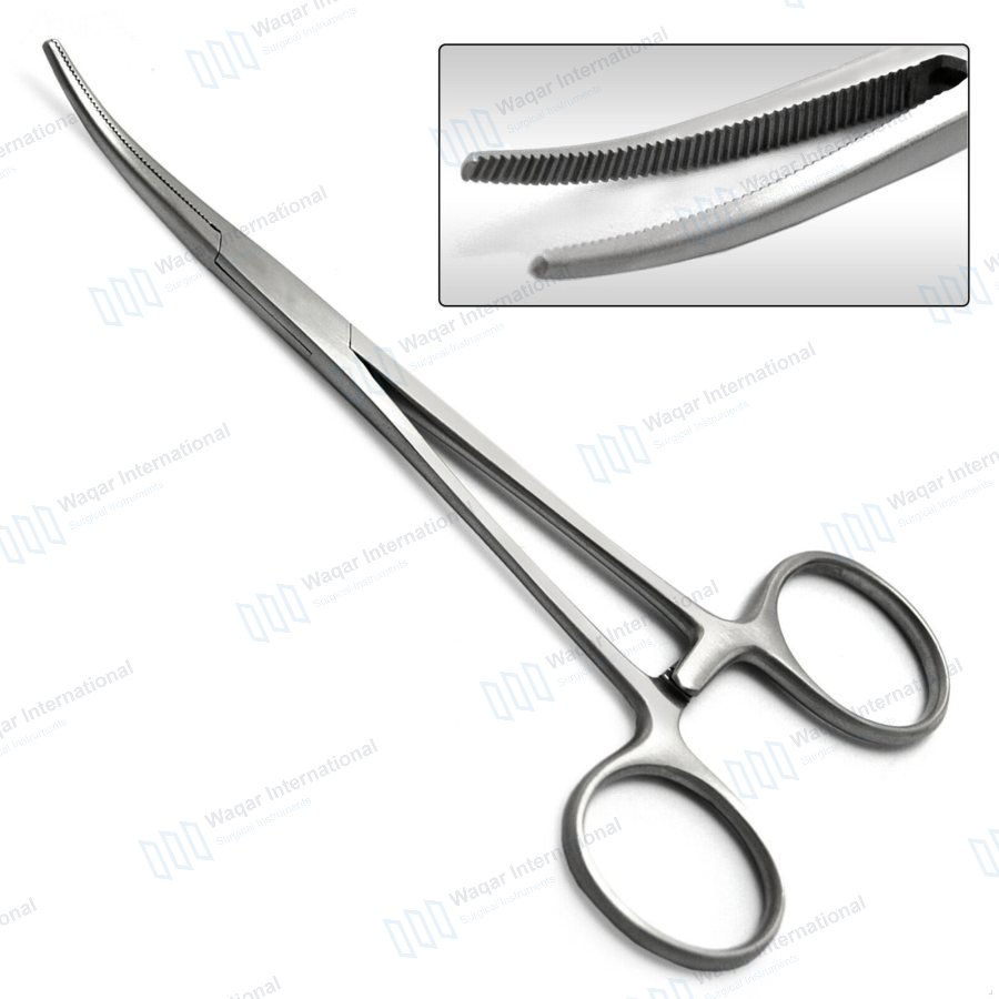 Kelly Forceps Stainless Steel Curved Straight Full-Body — surgical instruments manufactured by Waqar International, Sialkot