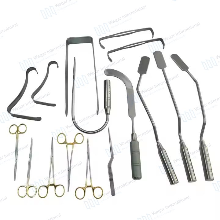 16PCS Stainless Steel Breast Augmentation Instrument Set — surgical instruments manufactured by Waqar International, Sialkot