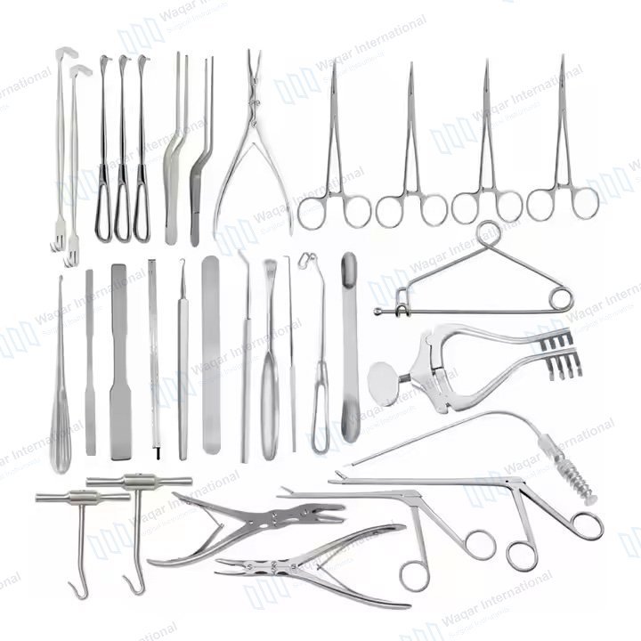32pcs Basic Cranial Surgery Set Steel Instruments — neuro surgical manufactured by Waqar International, Sialkot