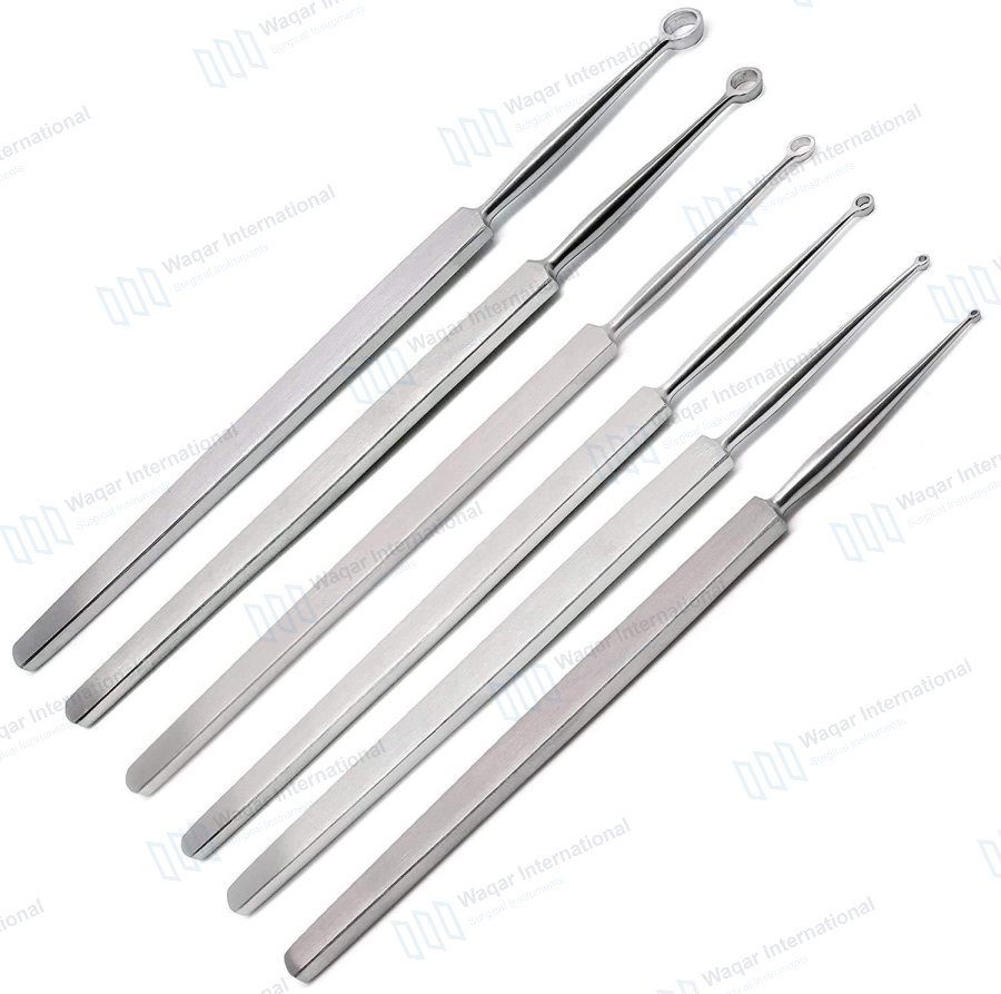 6-Pcs Dermal Curette Set 1mm-6mm Medical — ent instruments manufactured by Waqar International, Sialkot