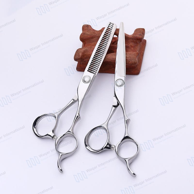440C Right-Handed Foldable Japanese Stainless Steel Hairdressing Scissors Set — beauty instruments manufactured by Waqar International, Sialkot