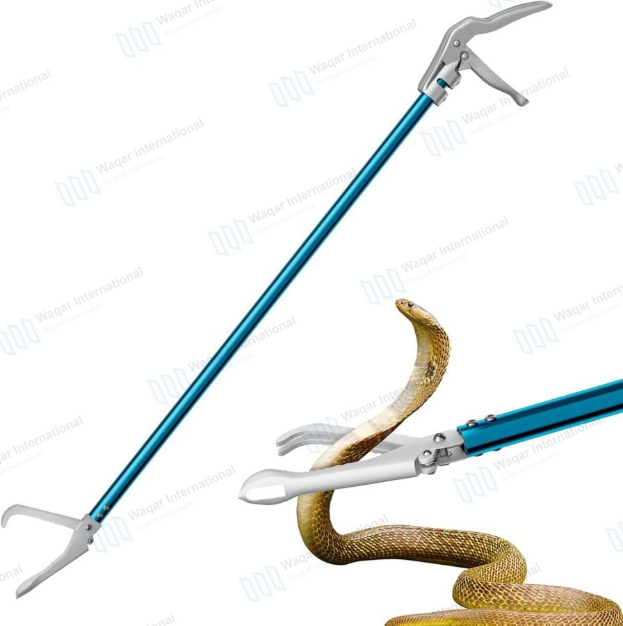 Extendable Stainless Steel Snake Catching Holder Stick Instrument — veterinary instruments manufactured by Waqar International, Sialkot