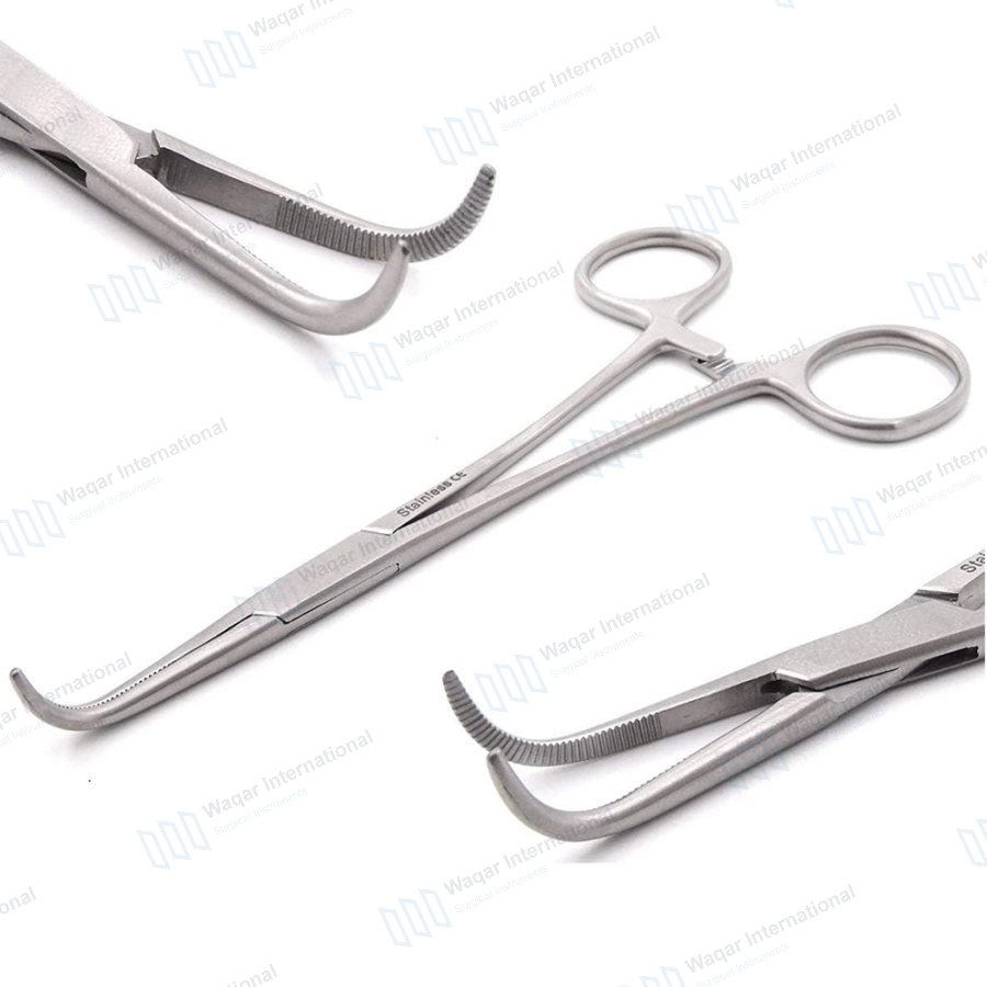 Steel Curved Hemostatic Surgical Instruments — surgical instruments manufactured by Waqar International, Sialkot