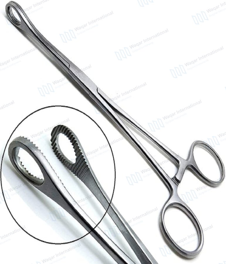 Sponge Forceps 9.5" Straight Serrated Surgical — surgical instruments manufactured by Waqar International, Sialkot