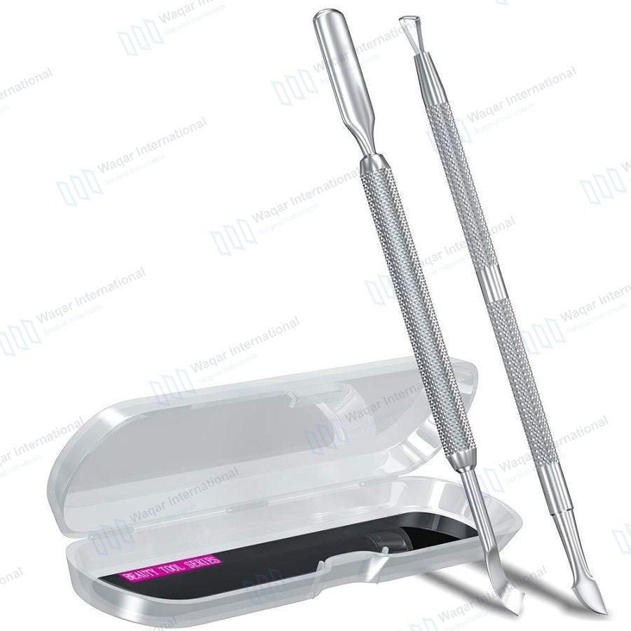 Logo Reusable Callus Remover Silver Angled — beauty instruments manufactured by Waqar International, Sialkot