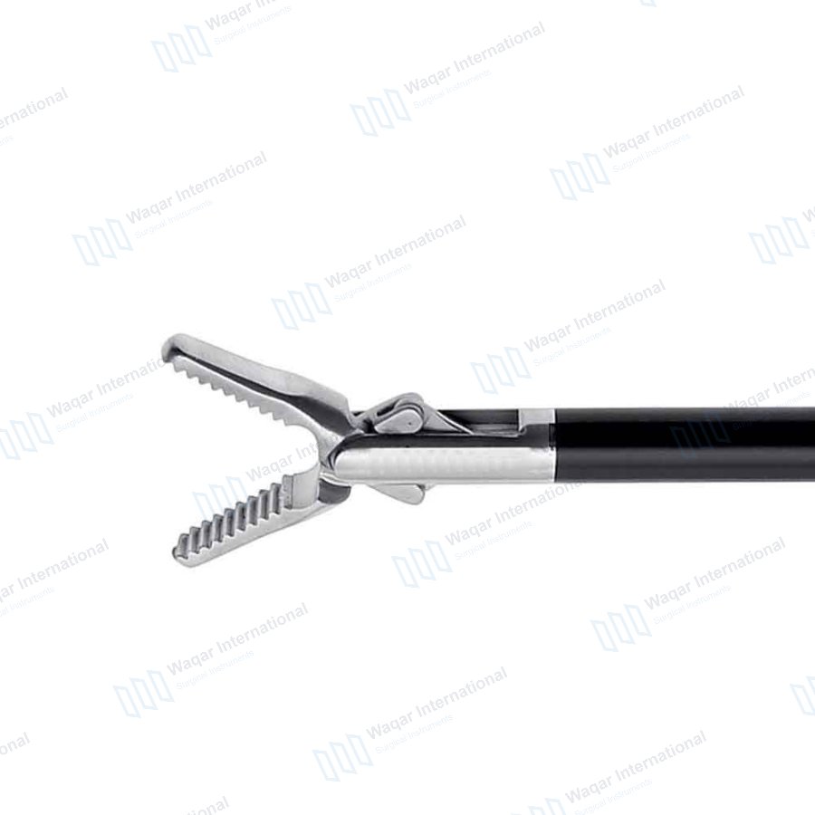Duckbill Forceps Stainless Steel Cross Serrated 5mm X — laparoscopy surgery manufactured by Waqar International, Sialkot