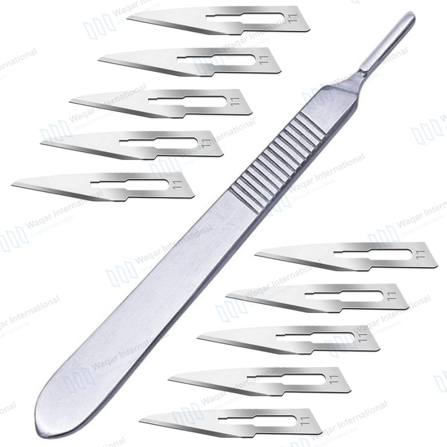 Single-Use Surgical Scalpel Handle Stainless Steel Blade — surgical instruments manufactured by Waqar International, Sialkot