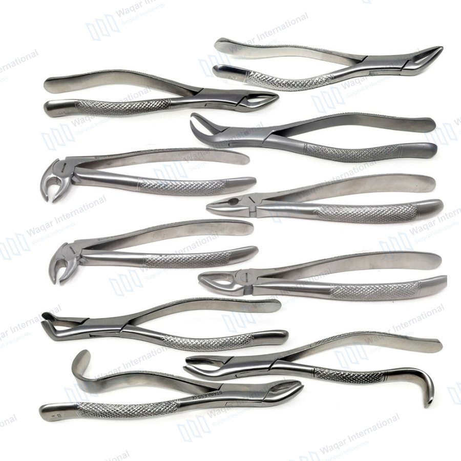Extracting Forceps Set Dental Instruments for Tooth Surgery — dental instruments manufactured by Waqar International, Sialkot