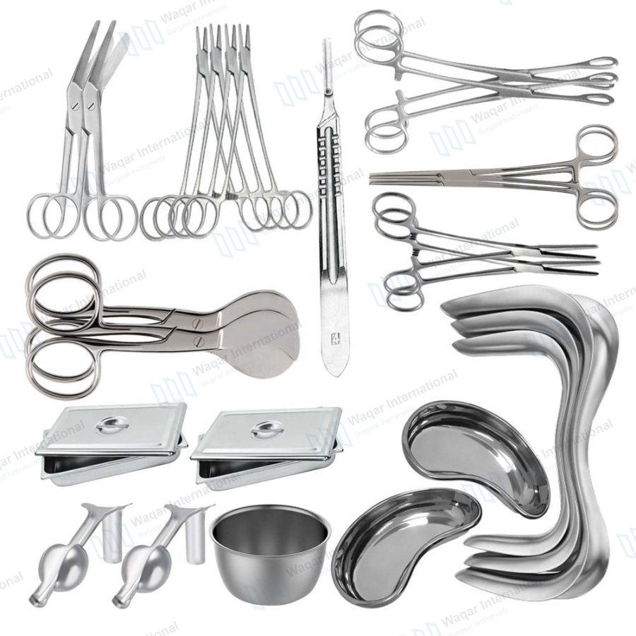 Gynecology Delivery Surgical Instrument Set Stainless Steel OB/GYN — surgical instruments manufactured by Waqar International, Sialkot
