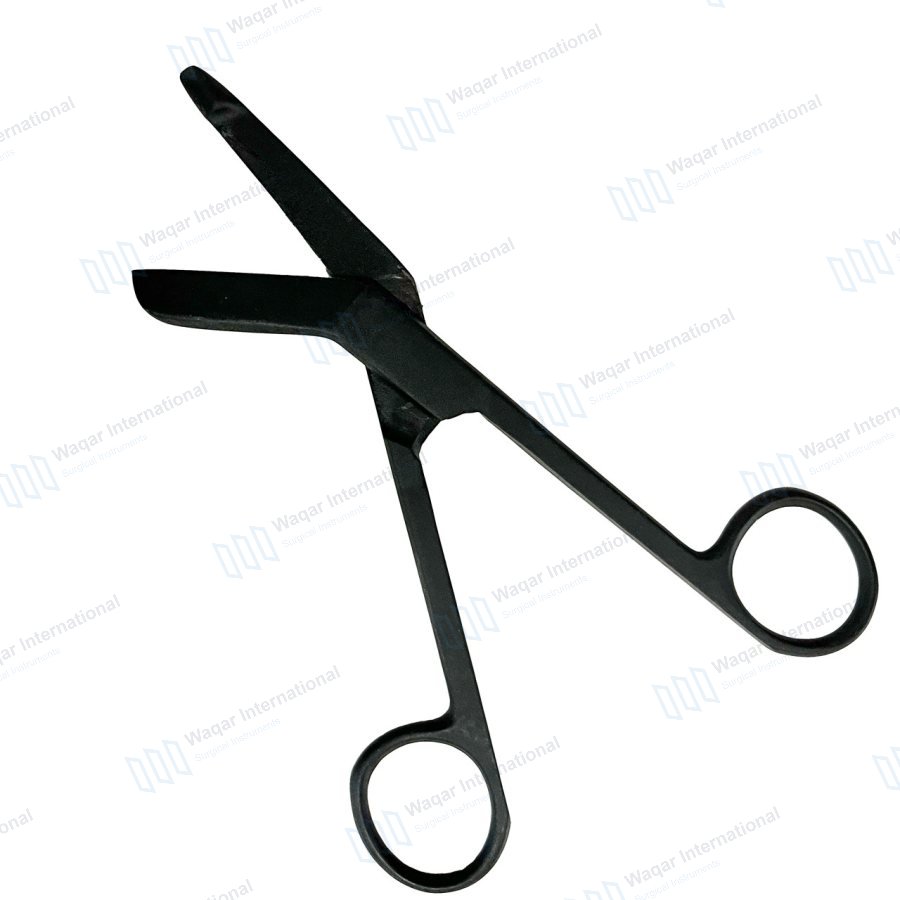 Stainless Steel Left Handed Bandage Scissors Smooth/Serrated — surgical instruments manufactured by Waqar International, Sialkot