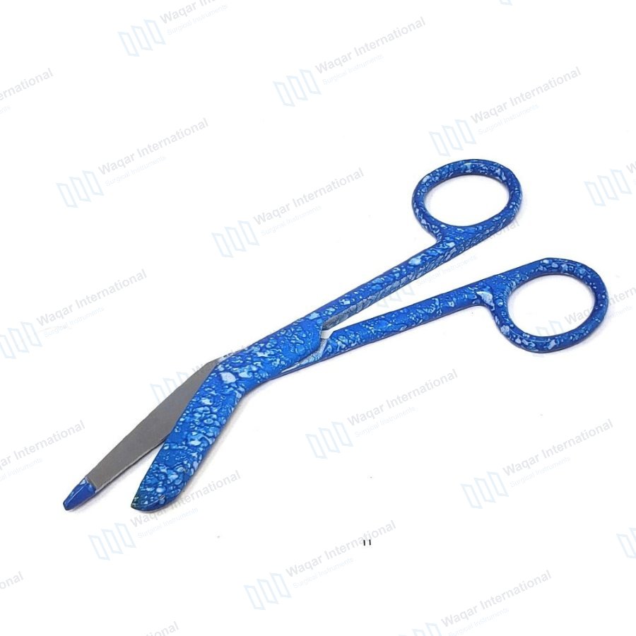 Stainless Steel Industrial Serrated Left Handed Bandage Scissors — surgical instruments manufactured by Waqar International, Sialkot