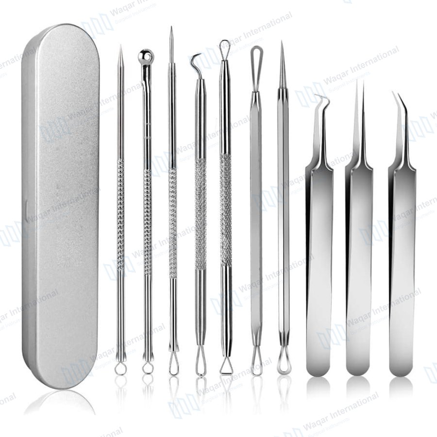 Stainless Steel Blackhead Remover Kit with Vacuum Technology — beauty instruments manufactured by Waqar International, Sialkot