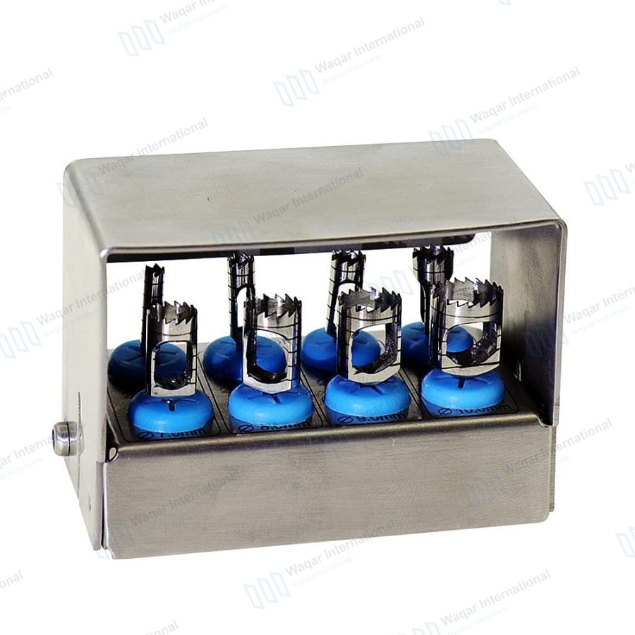 8-Pcs Stainless Steel Tissue Punch Set Surgical Bur — surgical instruments manufactured by Waqar International, Sialkot