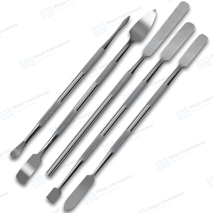 5-Piece Stainless Steel Double-Sided Cement Spatula Set Ergonomic — dental instruments manufactured by Waqar International, Sialkot