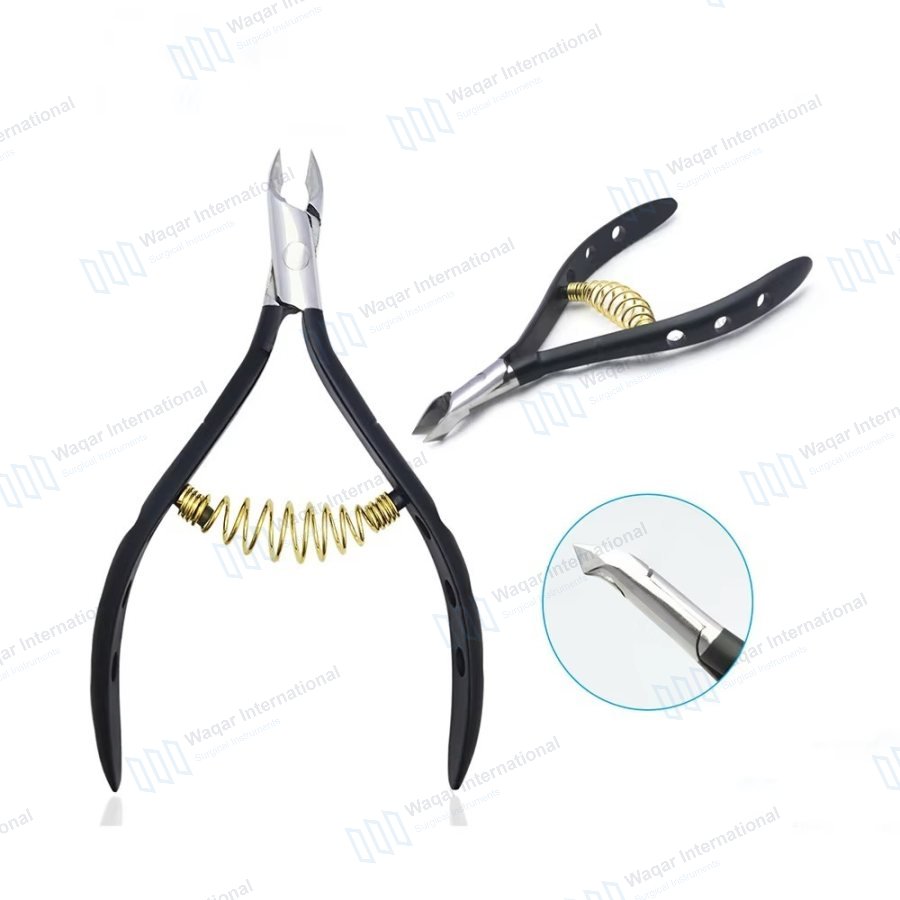 Cuticle Nipper 12cm Stainless Steel Flat Double Spring — beauty instruments manufactured by Waqar International, Sialkot