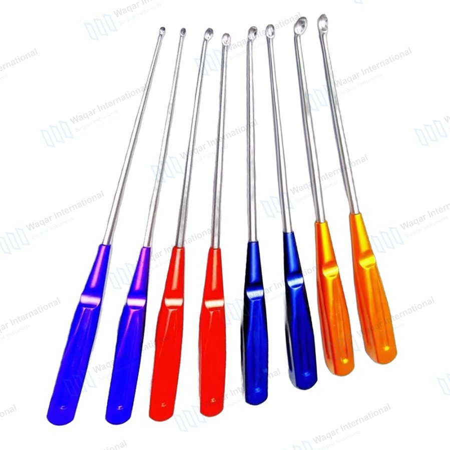 Single Ended Dermal Curettes Buck Ear Curette Straight Sharp — ent instruments manufactured by Waqar International, Sialkot