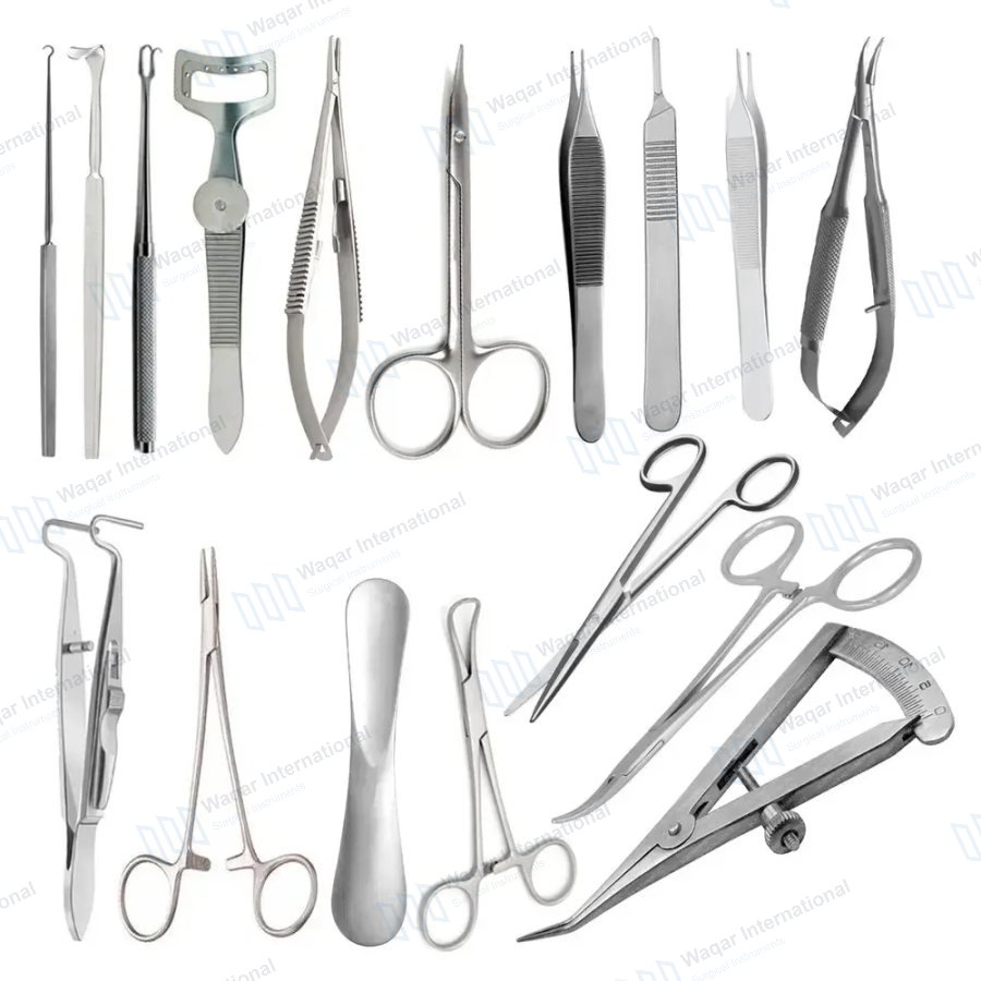 Stainless Steel Major Blepharoplasty Rhinoplasty Surgical Set 25pcs — eye instruments manufactured by Waqar International, Sialkot