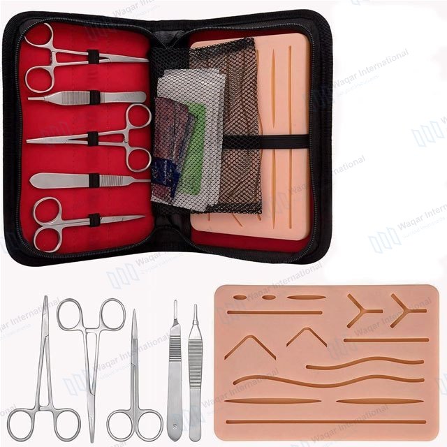 Large Stainless Steel Pad 14 Pre-Cut Wounds Suture Practice — orthopedic instruments manufactured by Waqar International, Sialkot