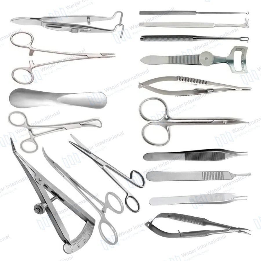 Stainless Steel Blepharoplasty Set 25pcs Reusable Ophthalmic — eye instruments manufactured by Waqar International, Sialkot