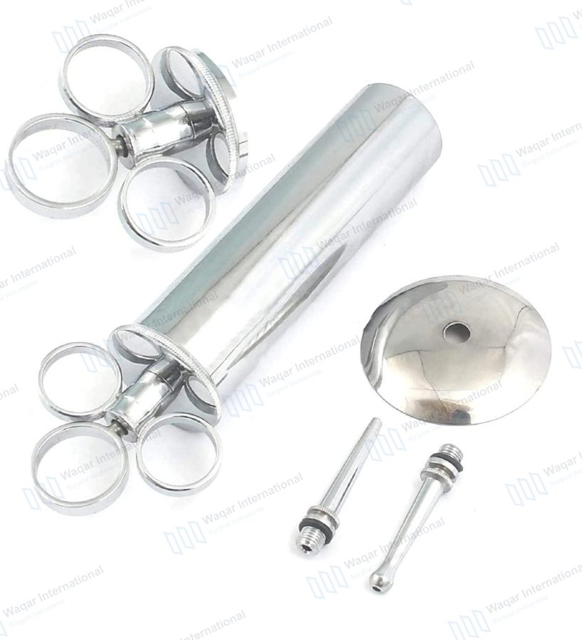 Veterinary Disposable Stainless Steel Ear Wax Removal Syringe Thread — ent instruments manufactured by Waqar International, Sialkot