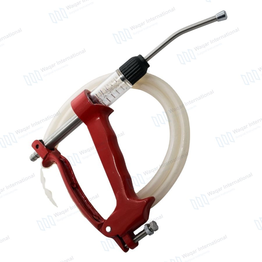 Veterinary Equine Dentistry Disposable Stainless Steel Automatic Drenching Gun — veterinary instruments manufactured by Waqar International, Sialkot