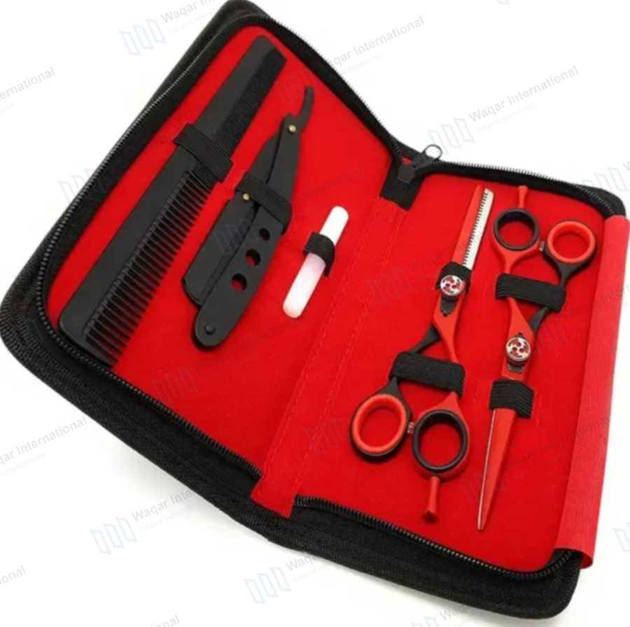 Salon Barber Shear Set Kit Stainless Steel — beauty instruments manufactured by Waqar International, Sialkot