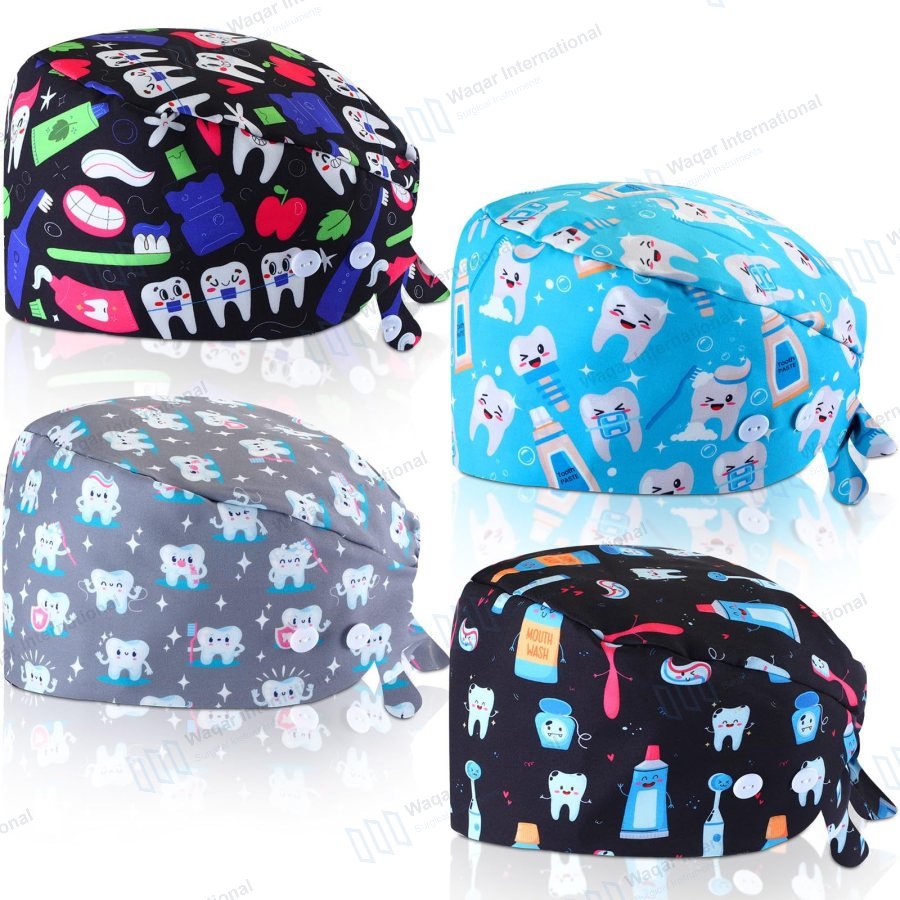 Eco-Friendly Breathable Polyester Surgical Caps Scrub Hats Unisex Casual — veterinary instruments manufactured by Waqar International, Sialkot