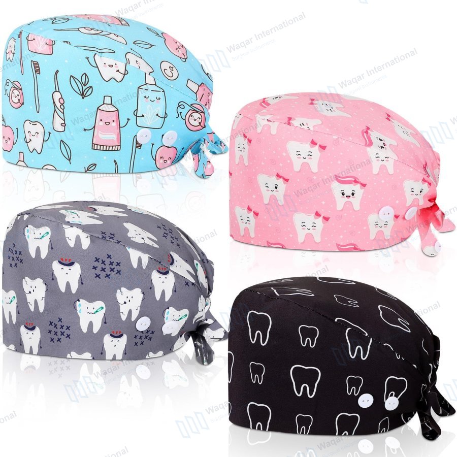 Eco-Friendly Breathable Polyester Adjustable Surgical Caps Scrub Hats Unisex — surgical instruments manufactured by Waqar International, Sialkot