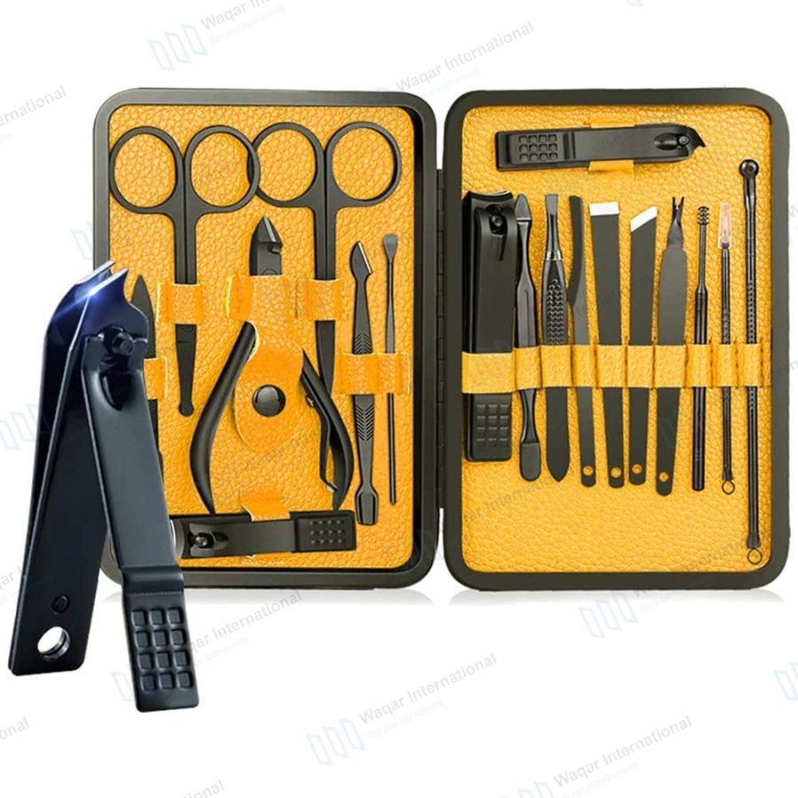 15 Pcs Stainless Steel Beauty Kit Black Color Coated — beauty instruments manufactured by Waqar International, Sialkot